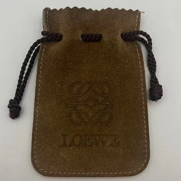 RARE EUC Loewe Logoed Tan Suede Tiny Drawstring Pouch Travel Jewelry - Picture 2 of 15